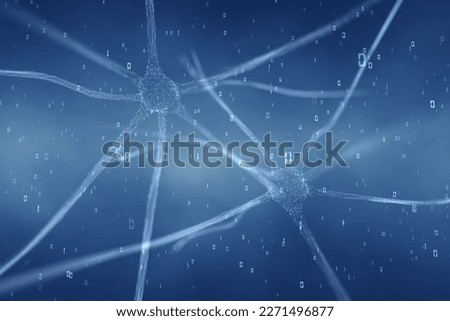 Nerve cells in the brain binary code illustration background.