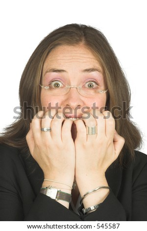nervious business woman biting her nails