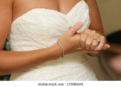 Nervous Bride Close Up Clutching Hands