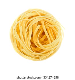 Nest Pasta. View From Top Isolated On White Background