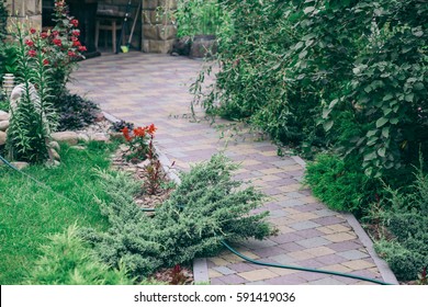 Nested Pavers Of Various Colors, Around The Grass Is Green, Chic Garden