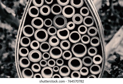 Nesting Bee House As Simple Pattern Of Round Tubes In Nature.