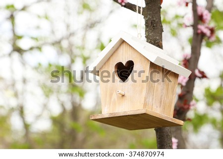 Nesting box hanging on the tree