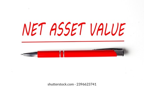 NET ASSET VALUE text written on a yellow paper with notebook
