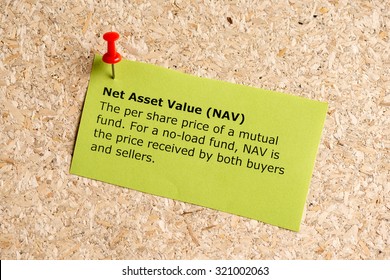 Net Asset Value Word Typed On A Paper And Pinned To A Cork Notice Board