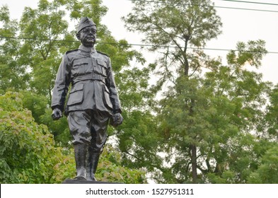 Netaji Subhash Institute Of Technology (NSIT), New Delhi, India, 2020. Black Stone Statue Of Subhash Chandra Bose. Freedom Fighter & Revolutionary In The Independence Founded Indian National Army