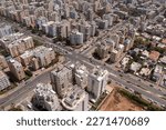 Netanya, Aerial view of the city skyline and coastline buildings