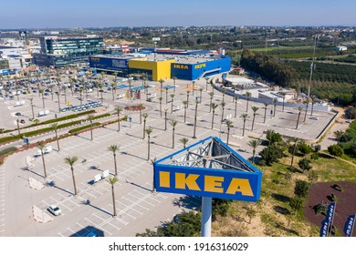 Netanya, Israel - January 24, 2021: Aerial Image Of IKEA Mega Sign And Store.