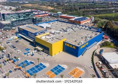 Netanya, Israel - January 24, 2021: Aerial Image Of IKEA Store And Mega Sign.