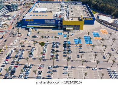 Netanya, Israel - January 24, 2021: Aerial Image Of IKEA Store And Mega Sign.