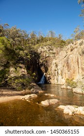 Nethercote Falls - a hidden waterfall in regional Australia on the Far South Coast of NSW. Warm summer light.