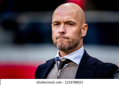 NETHERLANDS, AMSTERDAM - Octobber 28th 2018  Ajax Trainer Coach Erik Ten Hag During Ajax - Feynoord