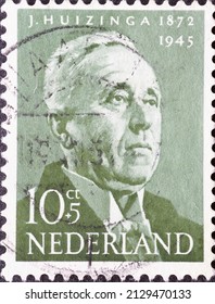 Netherlands - circa 1954: a postage stamp from the Netherlands , showing a portrait of Johan Huizinga (1872-1945) historian 