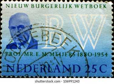 NETHERLANDS - CIRCA 1970: A Stamp Printed In The Netherlands Shows Prof. E. M. Meijers, New Civil Code, Circa 1970