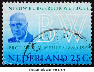 NETHERLANDS - CIRCA 1970: A Stamp Printed In The Netherlands Shows Prof. E. M. Meijers, New Civil Code, Circa 1970