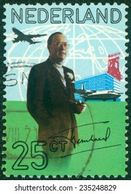 NETHERLANDS - CIRCA 1971: A Stamp Printed In The Netherlands Shows Prince Bernhard Of The Netherlands, Fokker F27, Boeing 747 B, 60th Birthday Of Prince Bernhard, Circa 1971