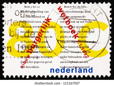 NETHERLANDS - CIRCA 1992: A Stamp Printed In The Netherlands Shows New Civil Code, Circa 1992