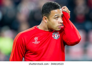 NETHERLANDS, EINDHOVEN - September 14th 2015: At The Philips Stadium During The Champions League Match PSV Against Manchester United ,  Memphis Depay