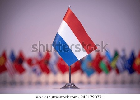 Netherlands flag with a gray and clean background.