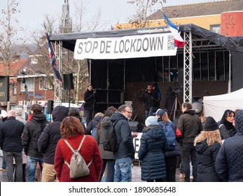 Netherlands, Hilversum - January 10th, 2021: Protest Against Covid19 Lockdown In Holland