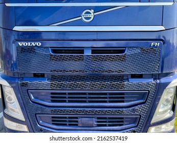 NETHERLANDS - VOORSCHOTEN - MARCH 24, 2022: Volvo trucks logo on the front of a truck.