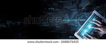 Network Administration: Businessman data analysis for performance and optimization, security monitoring, traffic management, troubleshooting, and infrastructure planning.