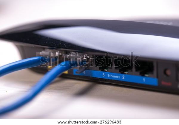 Network Blue Cable Connected Router Modem Stock Photo 276296483 ...