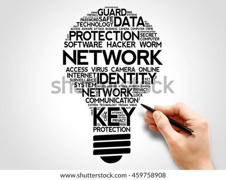 NETWORK bulb word cloud collage, business concept background