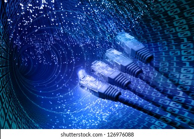 Network cable  binary fiber otics backgound