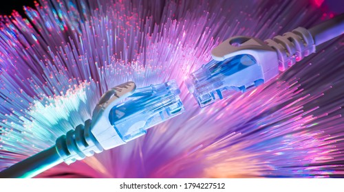 network cable with high tech technology color background