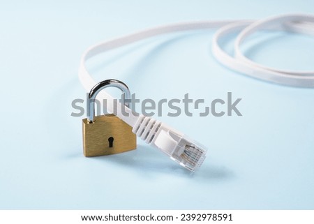network cable and key on bluebackground
