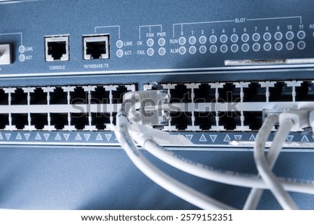 network cable plugged in data center switch