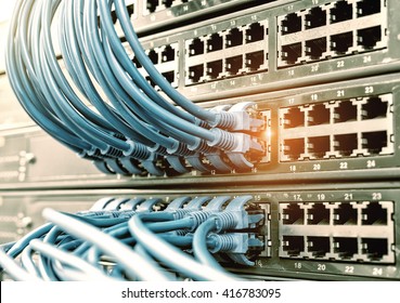 Network cable and switch,Data Center Concept.