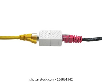 network cables connected on the white background