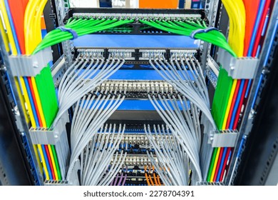 network cables connected to switch - Shutterstock ID 2278704391