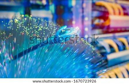 network cables with fiber optical background