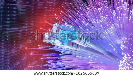 network cables with fiber optical background