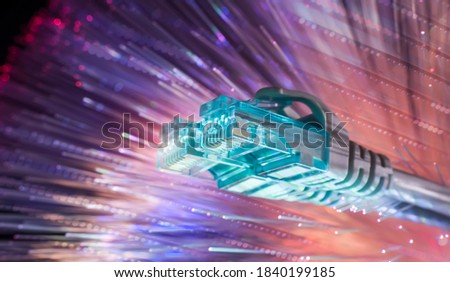 network cables with fiber optical background