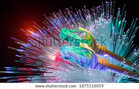 network cables with fiber optical background