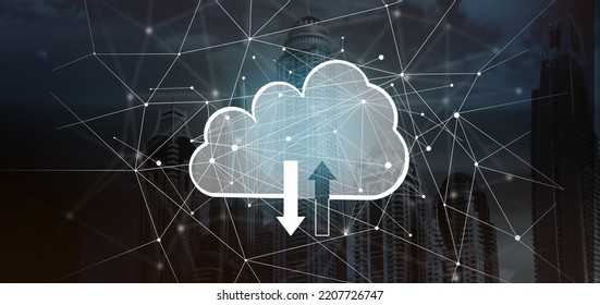 Network cloud from the network on the background of the night city
