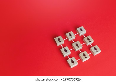 Network of connected people. Concept of order, orderliness, uniform structure. Team building. Human resource management. Equivalent team without a managing leader. Autonomy and self-organization. - Shutterstock ID 1970736926