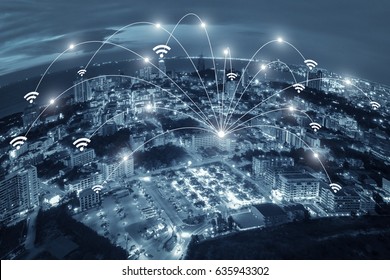 Network Connection And City Scape Of Pattaya