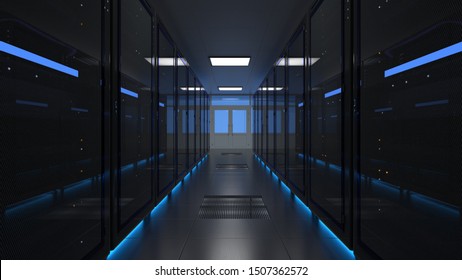 Network and data servers. Computer farm
