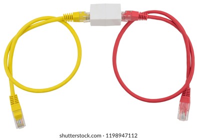 Network Ethernet Cable Over White Background