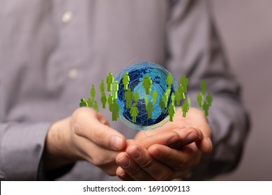 network holding in hand 3d connection data - Shutterstock ID 1691009113