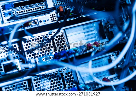 Network hub cable lan Close up .