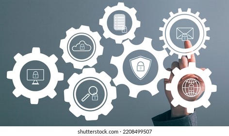 Network lock. Data protection concept. Man tapping on the screen
