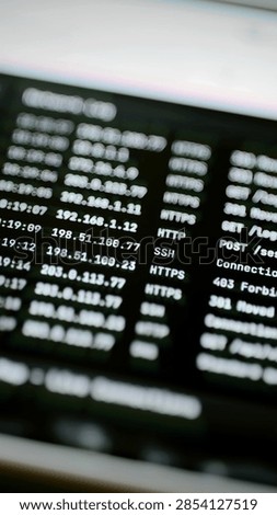 Network log with HTTP HTTPS and SSH entries