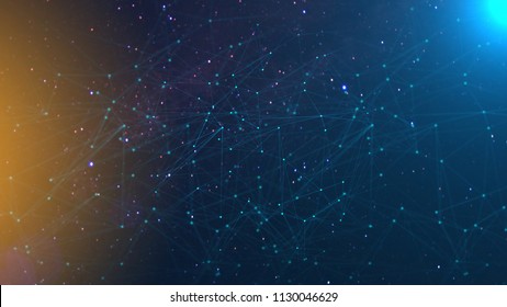 Network with nodes connected background. Technology concept 