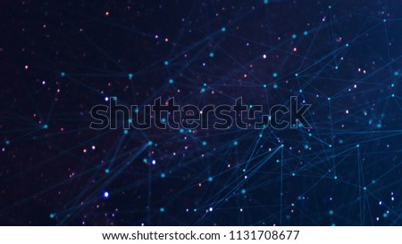 Network with nodes connected background. Technology concept 